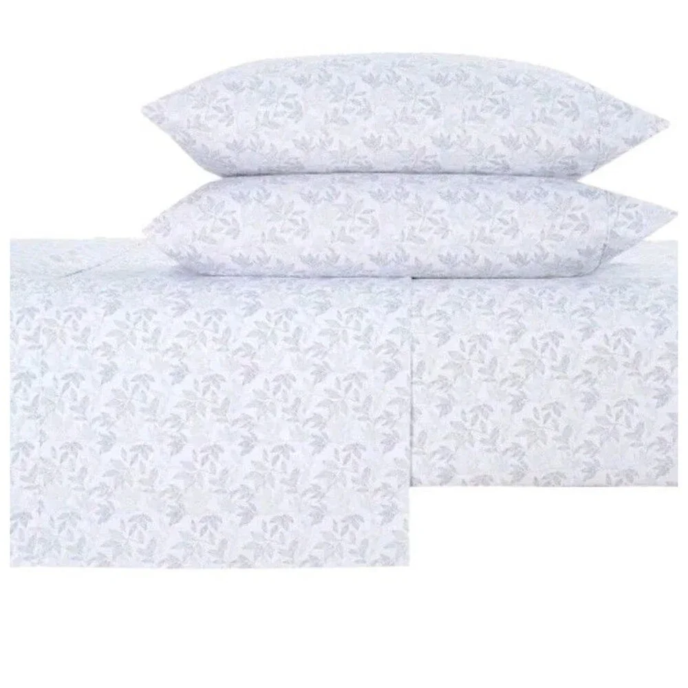 South Point Home Fashions Microfiber 6 Piece Sheet Set KING *Grey Leaf,  New